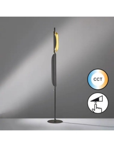 Fischer & Honsel - Skal - Lampadaire Led CCT métal noir et or