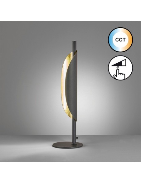 Fischer & Honsel - Skal - Lampe de table Led CCT métal noir et or