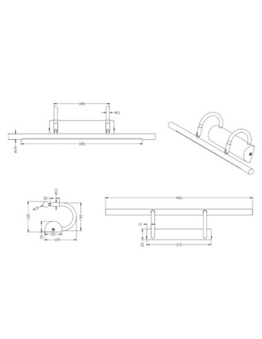 Trio - Cuadro - Eclairage de tableau Led - dessin technique