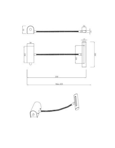 Trio - Curtis - Eclairage de tableau Led - dessin technique