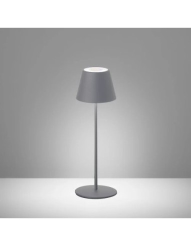 - Fischer & Honsel - Cosenza - Lampe de table autonome rechargeable grise - dimmable