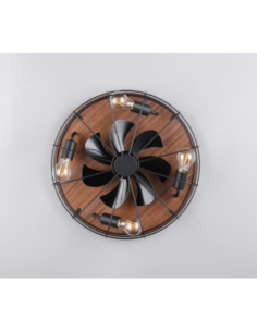 Plafonnier ventilateur Trondheim noir et bois Ø48 cm design moderne Trio 2