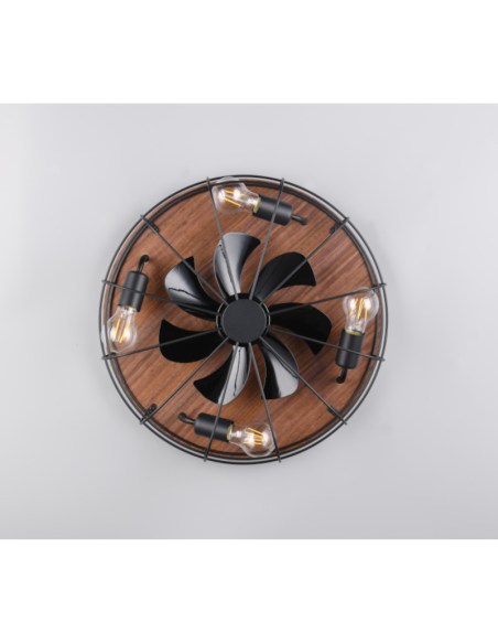 Plafonnier/ventilateur télécommandé noir mat  - Trio - Trondheim Leluminaireled.com