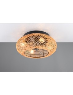 Plafonnier ventilateur Lillesand brun et noir style bohème moderne Trio