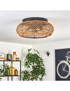 Plafonnier ventilateur Lillesand brun et noir style bohème moderne Trio 2