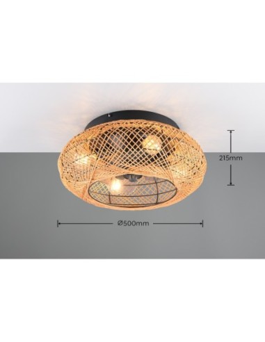 Trio - Lillesand - Plafonnier/ventilateur 3 vitesses vannerie - dessin technique