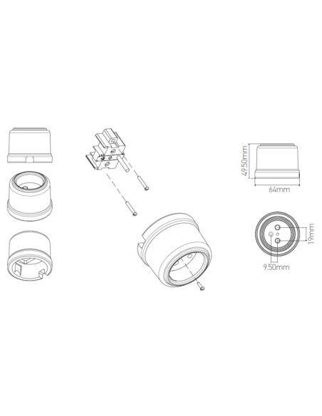 Prise porcelaine pose en saillie girard sudron dessin technique dimensions