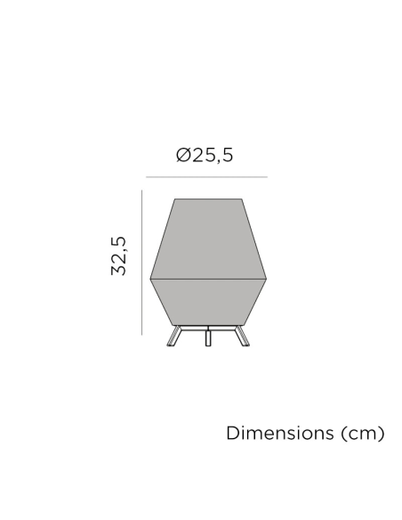 Lampe de table Conta30 de New Garden dessin technique dimensions