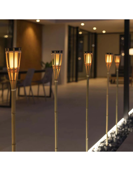 Eclairage étanche solaire en bambou naturel - Hiama - New Garden