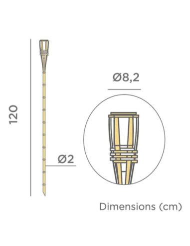 Torche de jardin Hiama de New Garden - dessin technique