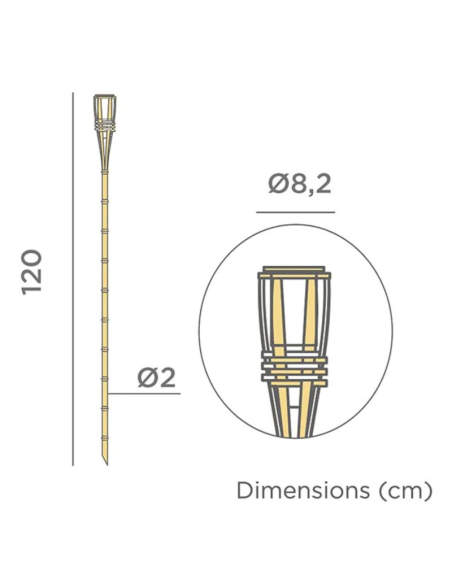 Torche de jardin Hiama de New Garden - dessin technique