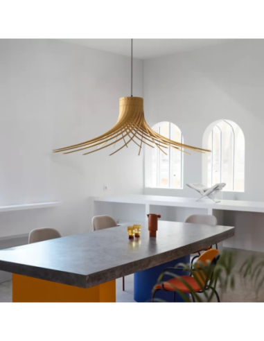 Piatoni - Rotond - grande suspension en bois naturel - culot E27