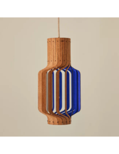 Suspension Led bois naturel et bleu - Piatoni - Tjinkwe Frad II