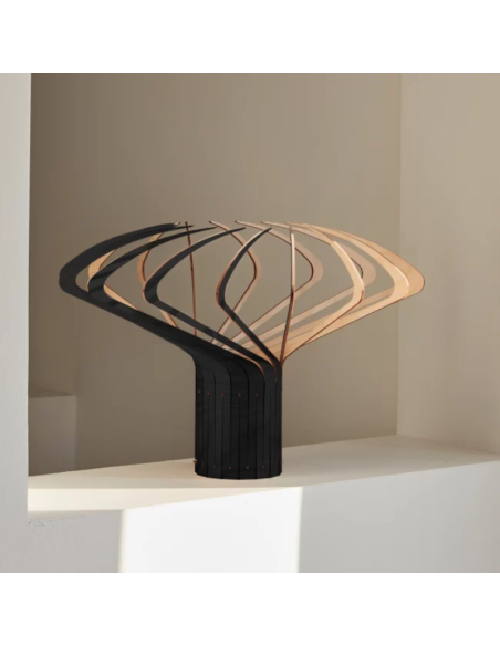 Lampe de table Led bois naturel et noir - Piatoni - Puntaskaldazol