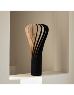 Lampe de table Led bois naturel et noir - Piatoni - Puntakapanel