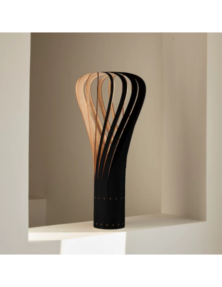 Lampe de table Led bois naturel et noir - Piatoni - Puntakapanel