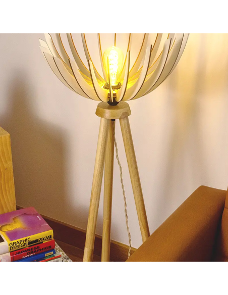Athena - Petit modèle bois - lampadaire Atelier Loupiote