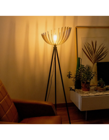 Atelier Loupiote - Lampadaire Grand modèle - noir et bois