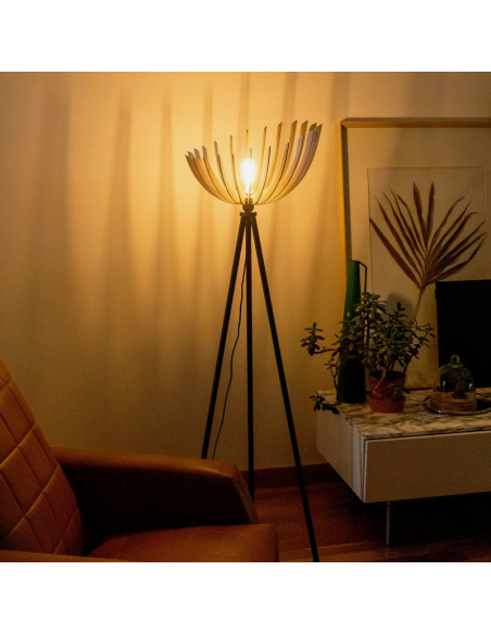 Atelier Loupiote - Lampadaire Grand modèle - noir et bois