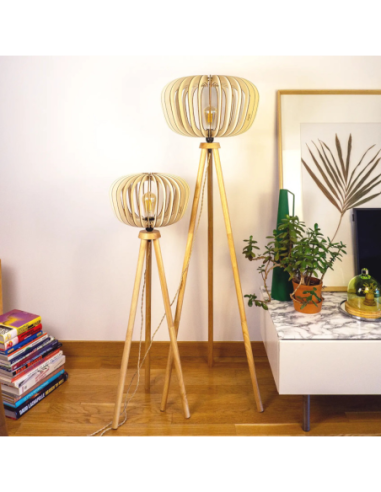 Lampadaire Led bois   - Atelier Loupiote - Agathe