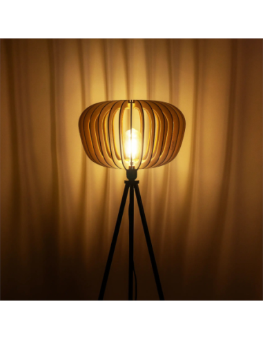 Atelier Loupiote - Lampadaire Agathe - bois peint noir mat