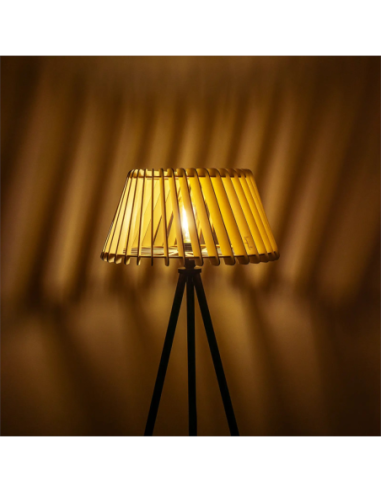 Atelier Loupiote - Lampadaire Alizée - bois naturel et noir PM