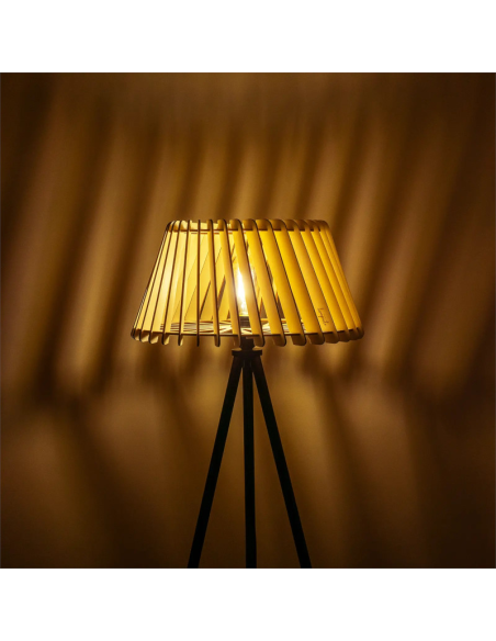 Atelier Loupiote - Lampadaire Alizée - bois naturel et noir PM