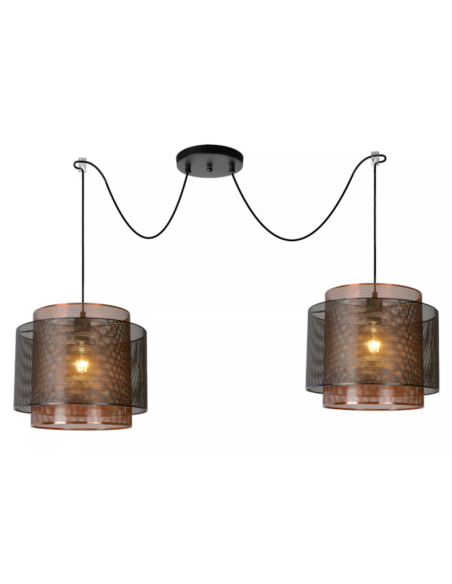 Suspension Orrin de chez Lucide 2x E27 60 W max en métal noir dessin