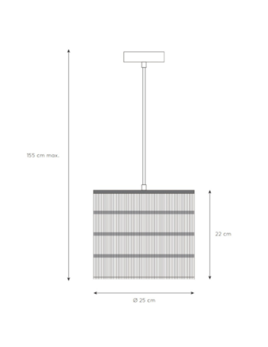 Suspension intérieure Togo jaune ocre de chez Lucide dessin technique