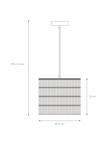 Suspension intérieure Togo jaune ocre de chez Lucide dessin technique