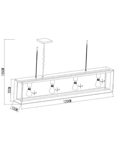 Suspension noire Thor de chez Lucide dessin technique