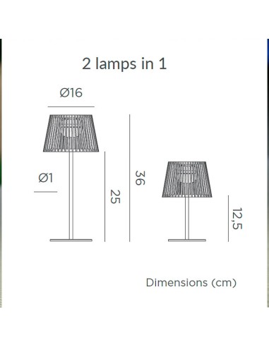 Lampe de table Okinawa de chez Newgarden dessin technique