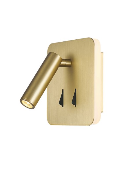 Applique murale intérieure liseuse Led carrée or mat  - Mantra - Cayman