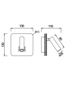 Applique murale intérieure liseuse Led carrée blanche - Mantra - Cayman 2