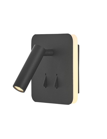 Applique murale intérieure liseuse Led carrée noir mat - Mantra - Cayman