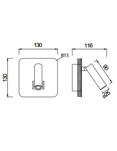 Cayman carrée de Mantra - dessin technique