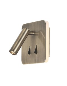 Applique murale intérieure liseuse Led carrée laiton antique  - Mantra - Cayman