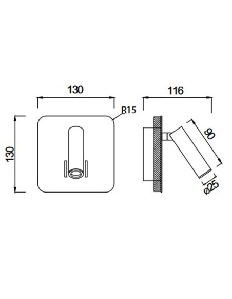 Cayman carrée de Mantra - dessin technique