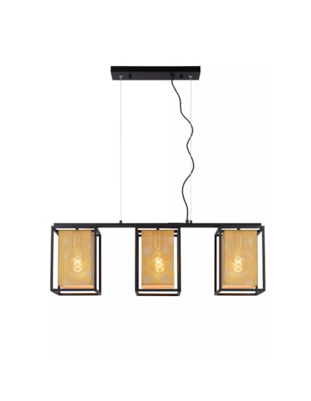 Suspension noire Sansa 3xE27 Lucide