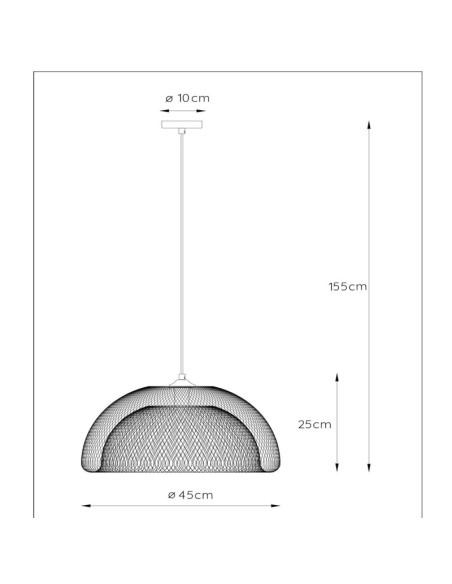 Suspension noire Mesh de chez Lucide dessin technique
