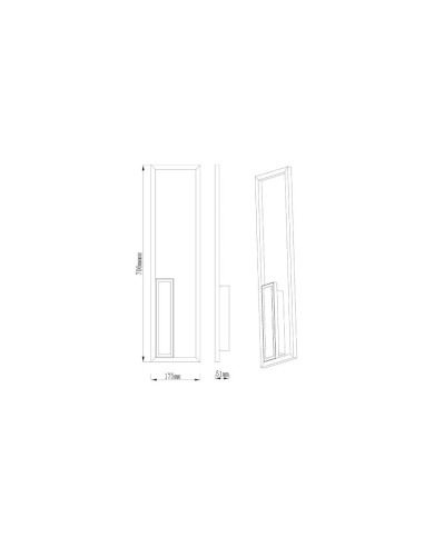 Applique Boutique noire de Mantra 39 Watts 2250 Lumens 3000K dessin technique