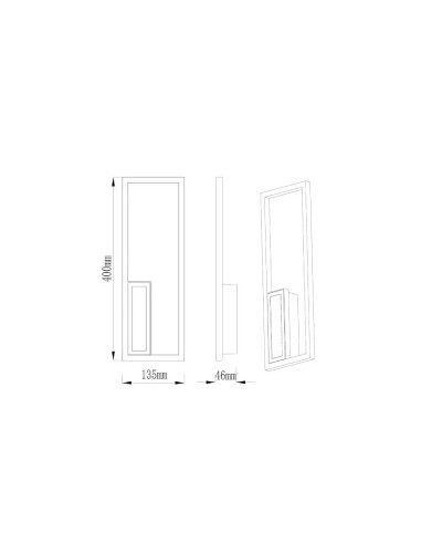 Applique Boutique noire de Mantra 20 Watts 1130 Lumens 3000K dessin technique