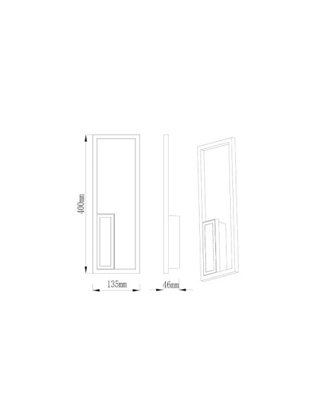 Applique Boutique noire de Mantra 20 Watts 1130 Lumens 3000K dessin technique