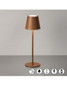 Lampe de table autonome rechargeable rouille - Fischer & Honsel - Viletto Leluminaireled.com