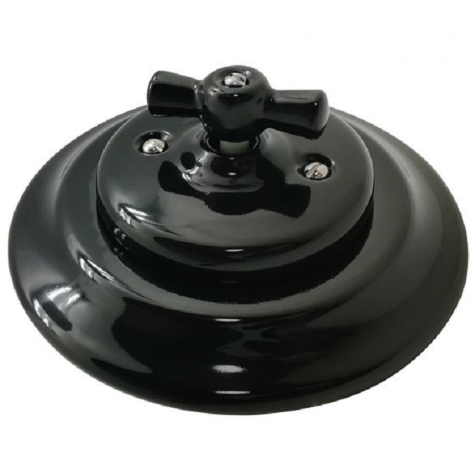 interrupteur rétro porcelaine noire Girard Sudron